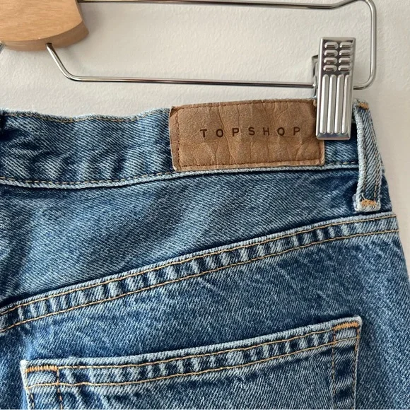 💗MUST GO free ship! Topshop Editor Ripped Straight Leg Jeans Mid Blue - Picture 8 of 9